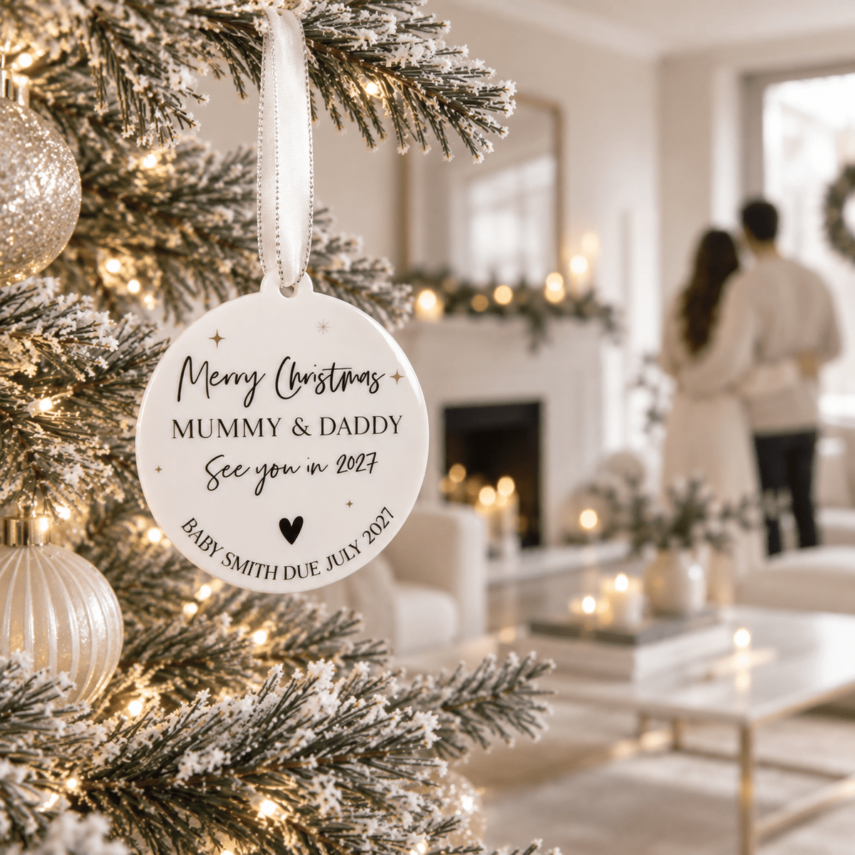 Personalised baby's first Christmas bauble designed for baby's first Christmas keepsakes