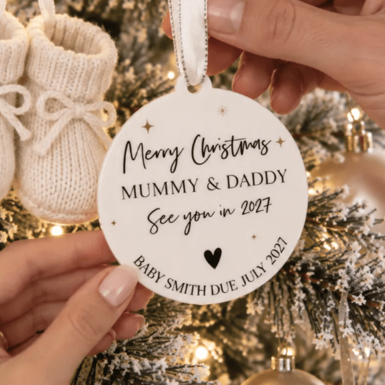 Personalised baby's first Christmas bauble for baby's first Christmas keepsakes