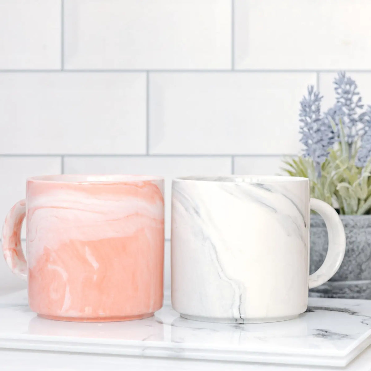 Breast cancer mug - premium ceramic coffee cup | pink marble awareness drinkware