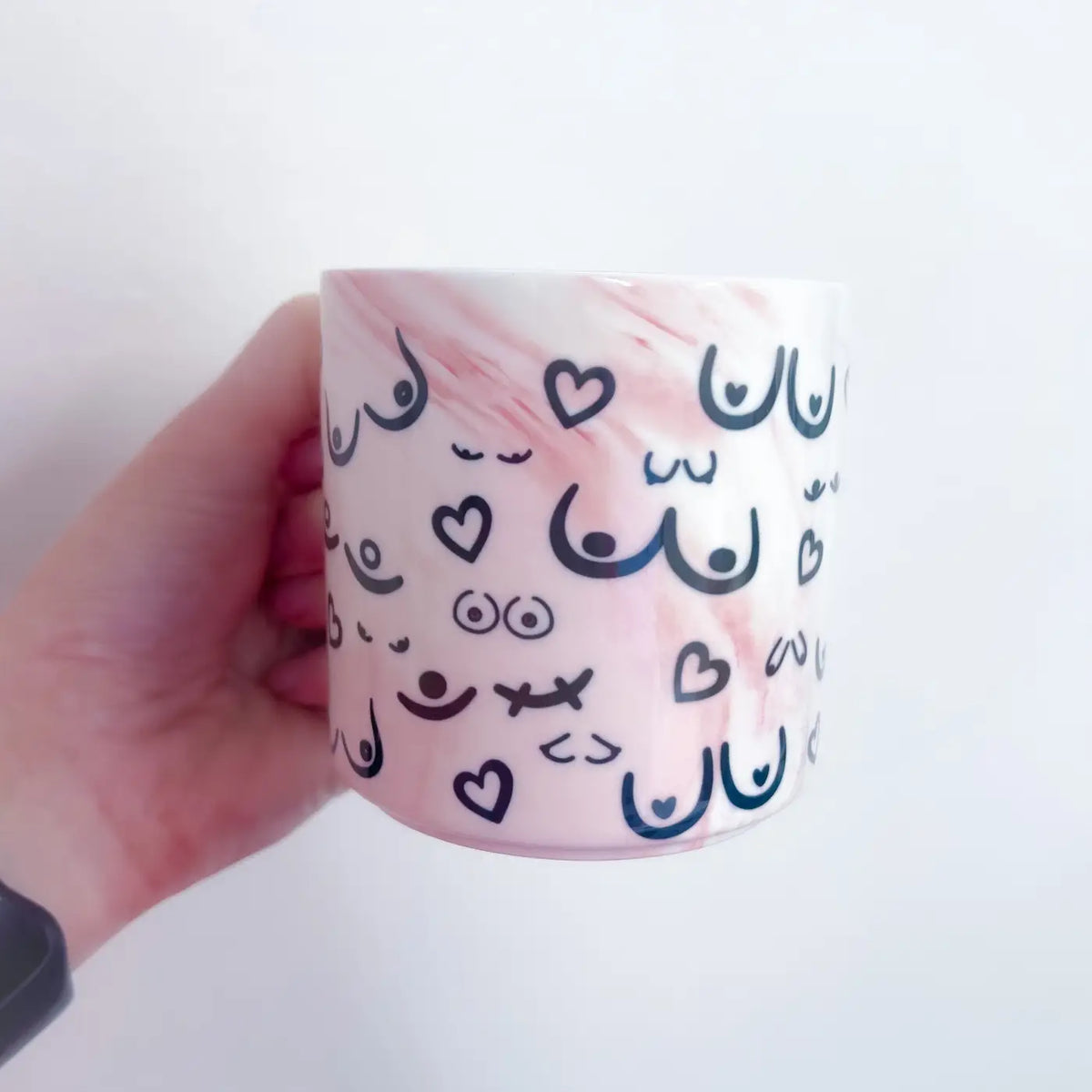 Breast cancer mug - premium ceramic coffee cup | pink marble awareness drinkware