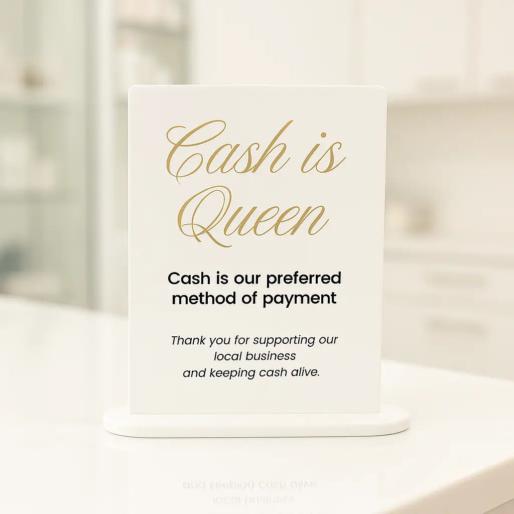 Cash is king sign - custom business wall | acrylic counter display