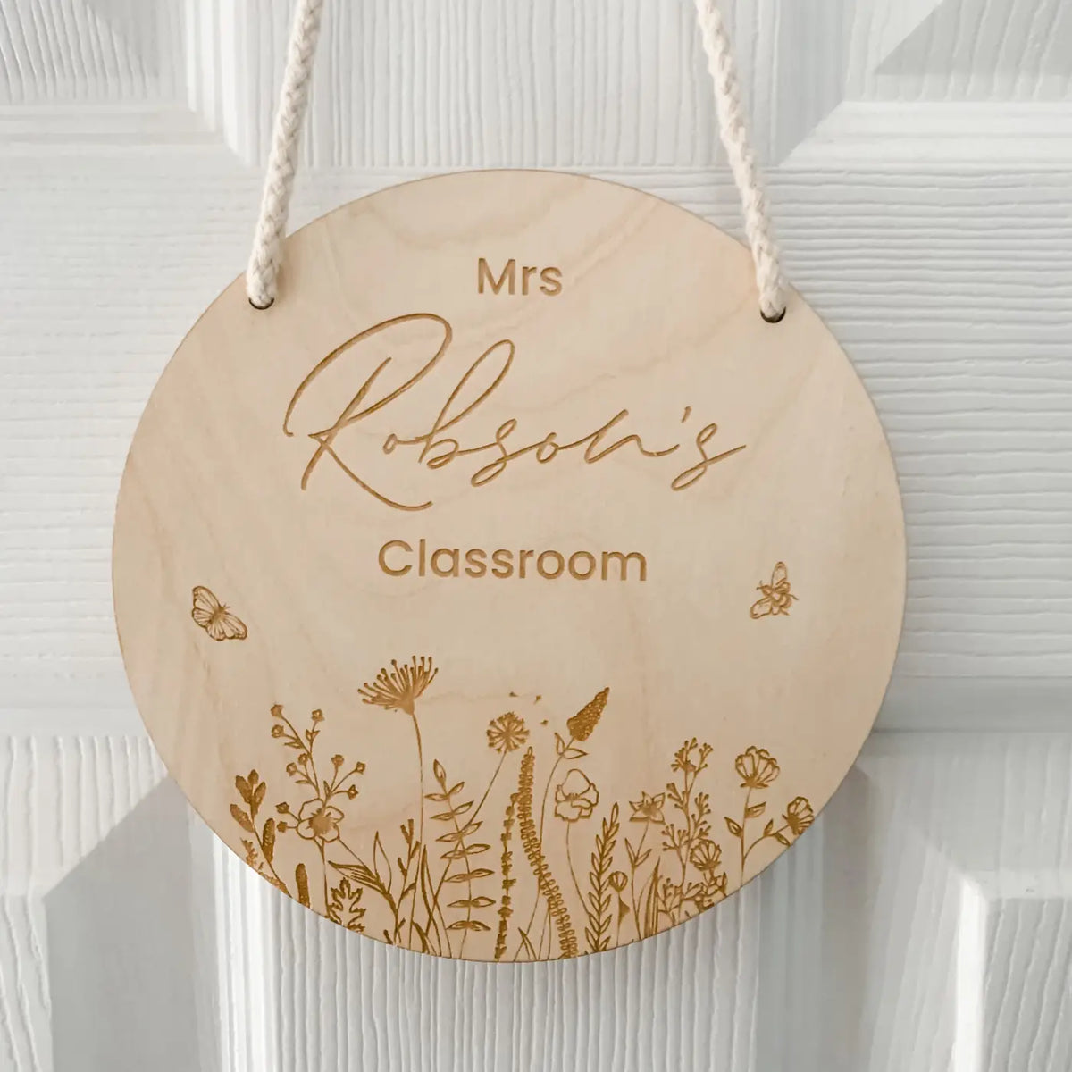 Classroom door sign – luxury custom text | personalised teacher gift