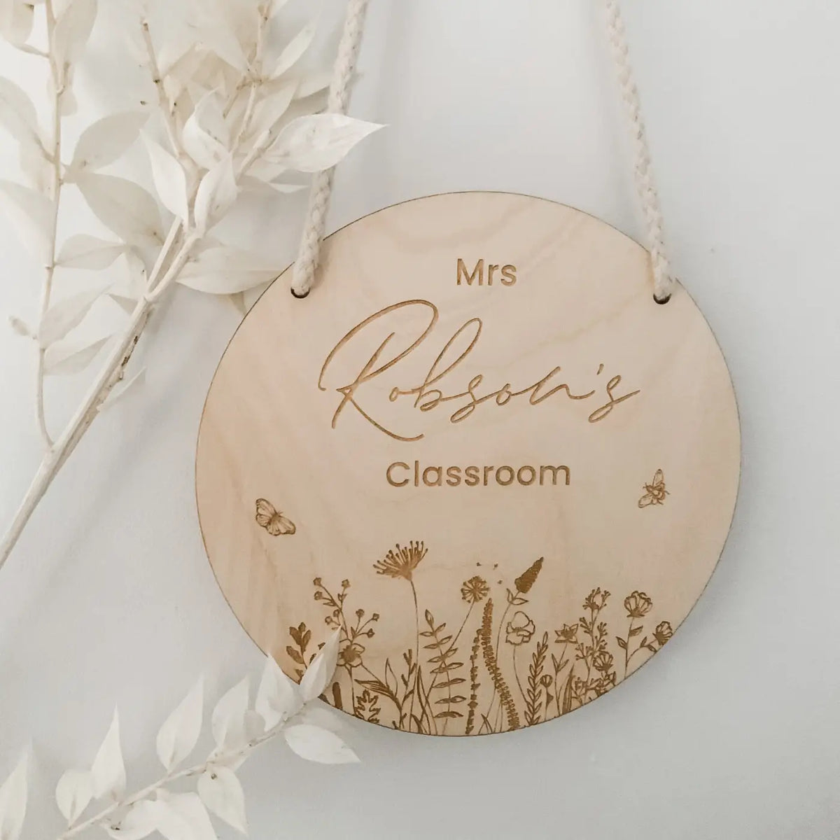 Classroom door sign – luxury custom text | personalised teacher gift