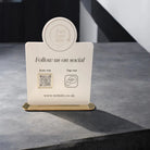 Contactless social media sign – custom acrylic display stand with luxury base