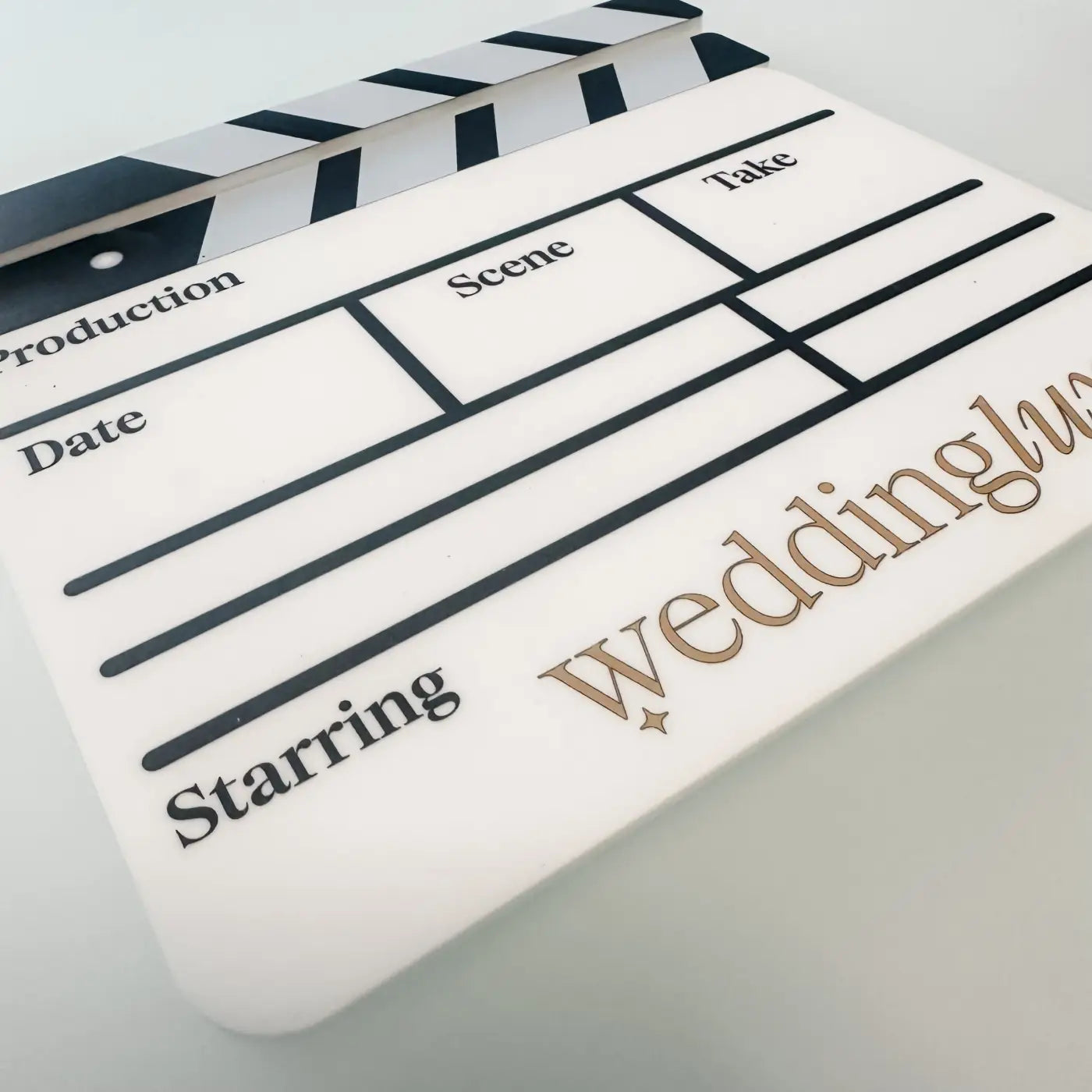 Custom acrylic clapperboard – luxury business logo clipboard | precision cut branding event props