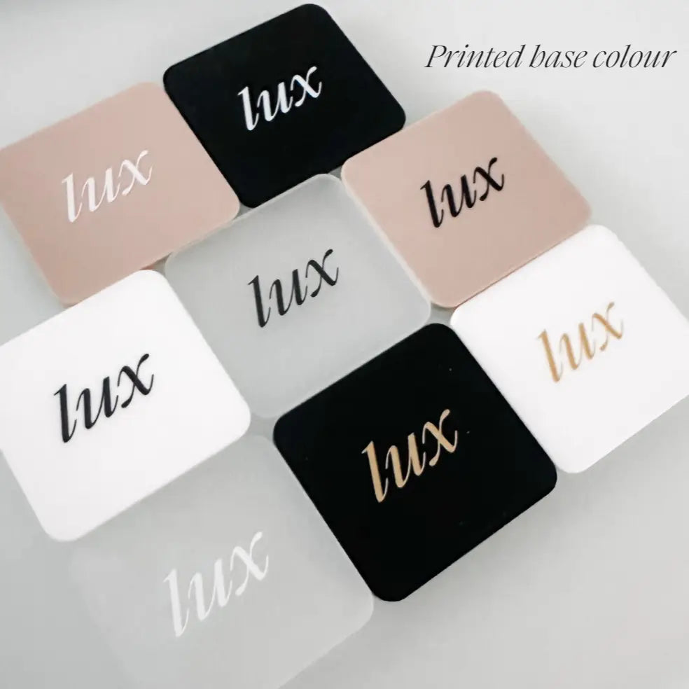 Custom acrylic sign - luxury personalised business branding with premium material & stand