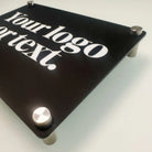Custom acrylic sign - luxury personalised business branding with premium material & stand