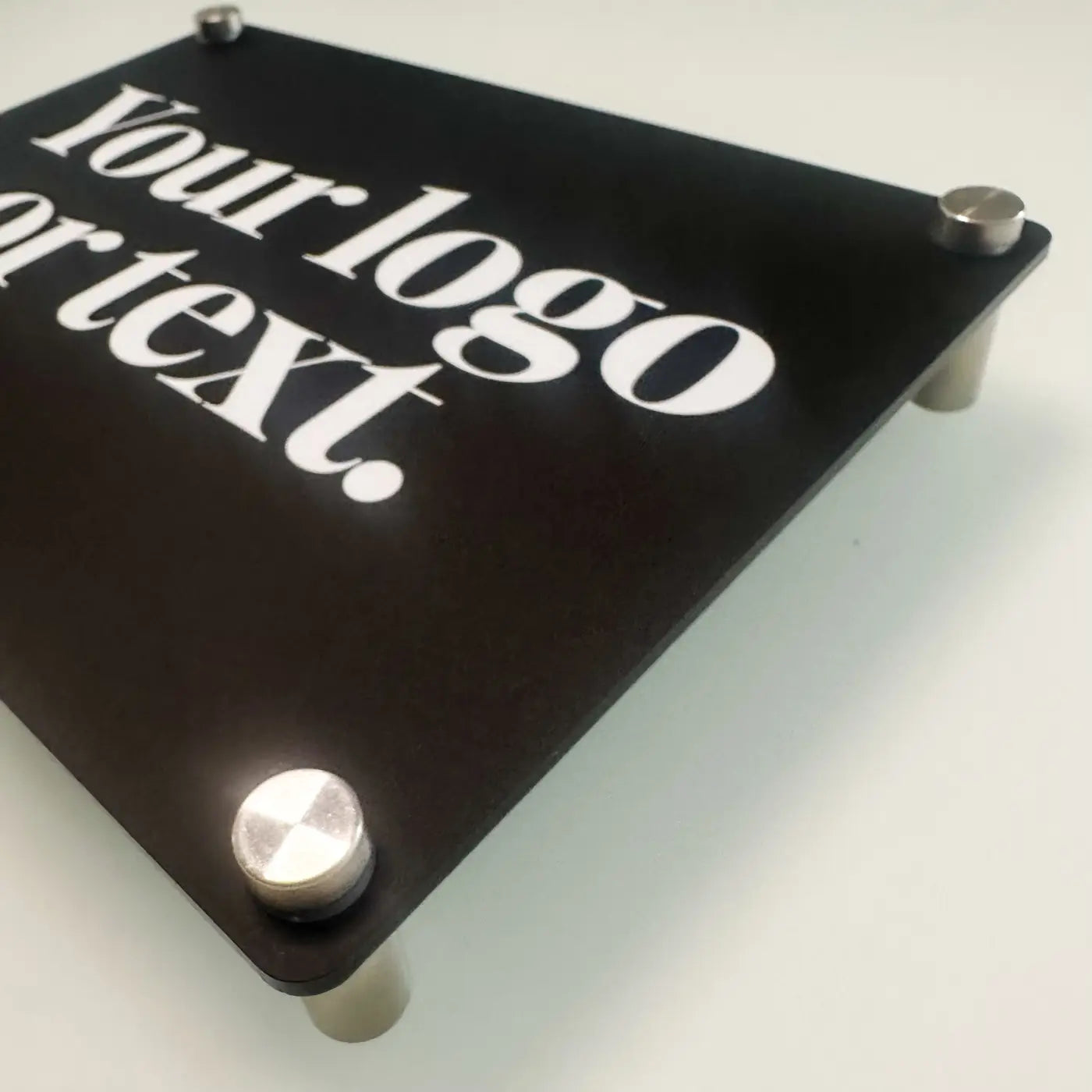 Custom acrylic sign - luxury personalised business branding with premium material & stand