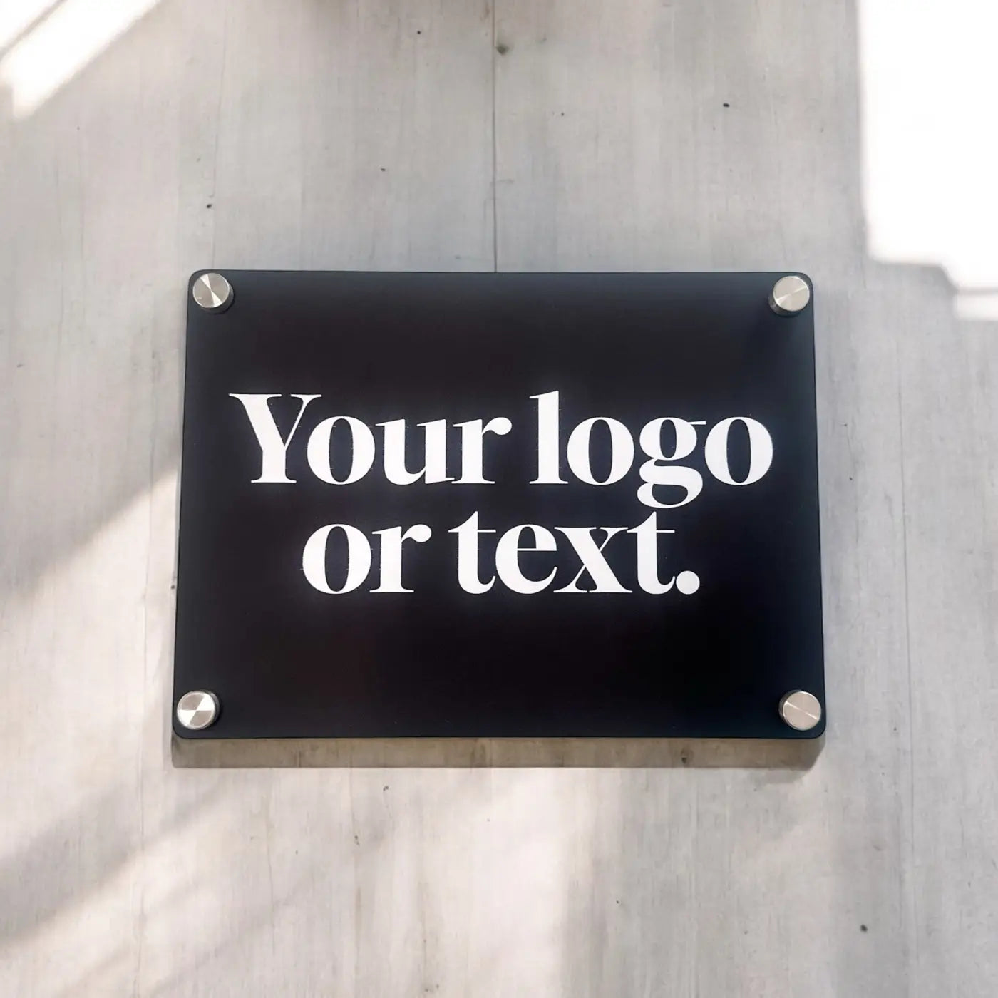 Custom acrylic sign - luxury personalised business branding with premium material & stand