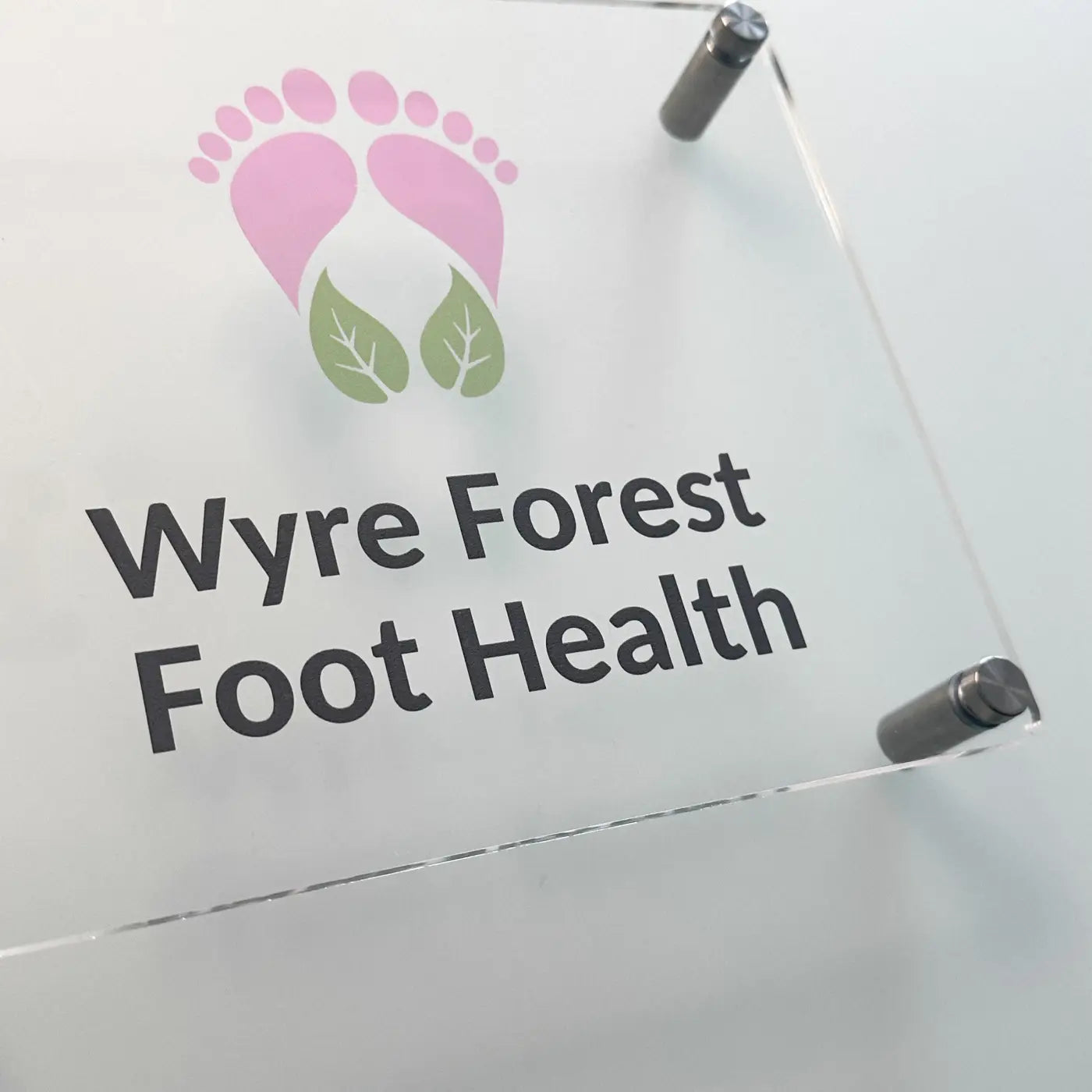 Custom acrylic sign - luxury personalised business branding with premium material & stand