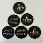 Custom acrylic tokens – precision cut luxury drink for business events uk