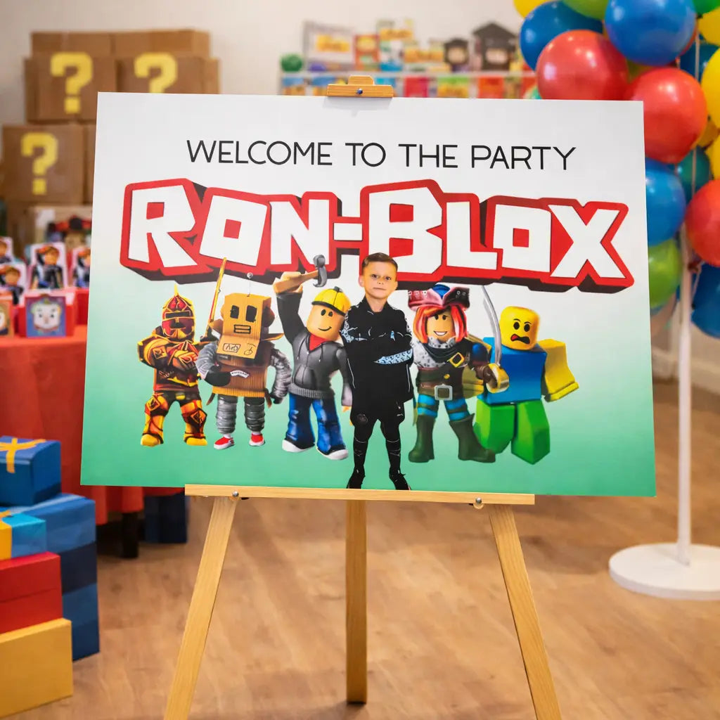 Custom birthday sign: character photo welcome poster (foamboard) - party decor