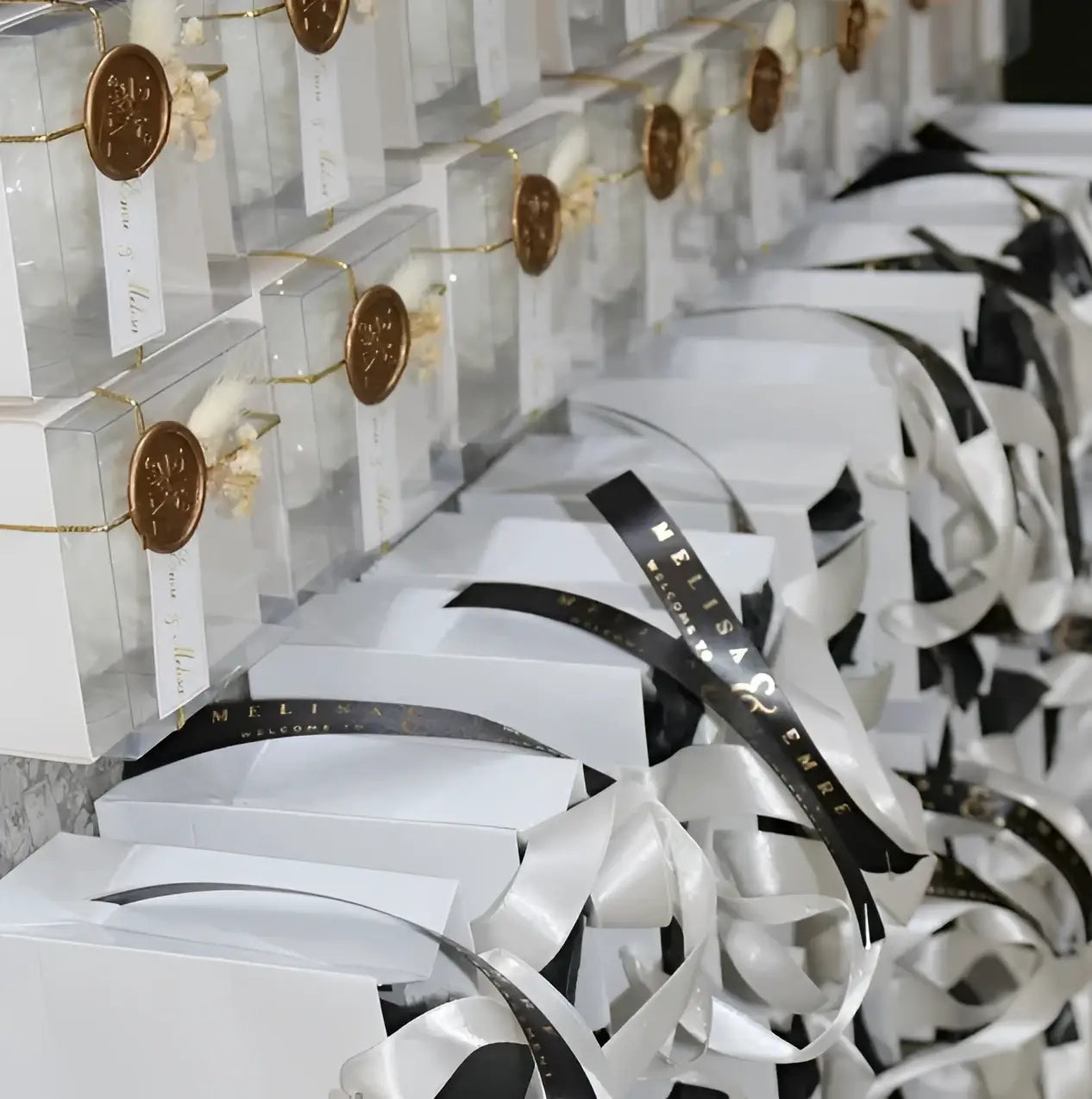 Custom business ribbon – luxury foil printed satin rolls for branding