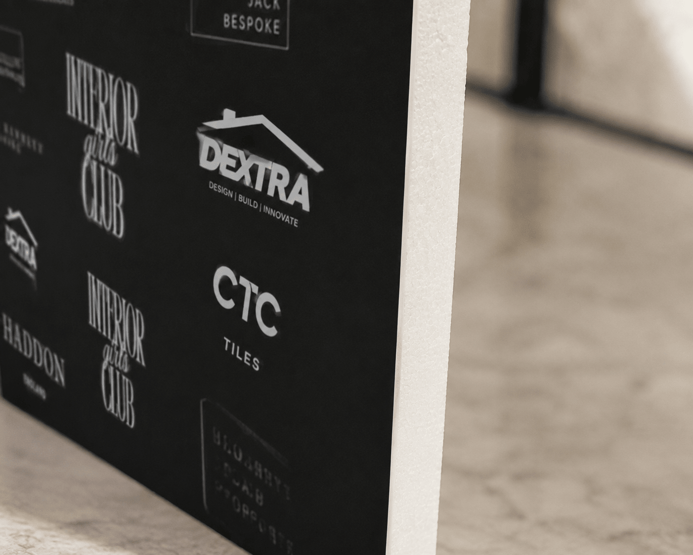 Custom Event Backdrop with bespoke design details for trade show displays