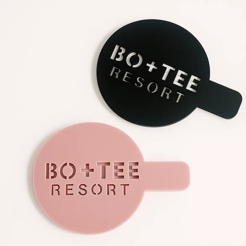 Custom logo coffee stencil - premium acrylic branding tool | made in uk