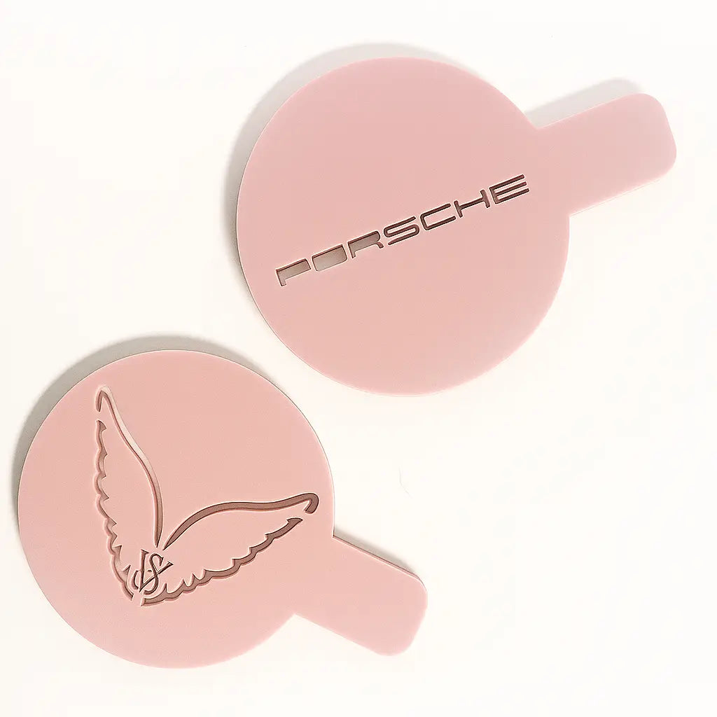 Custom logo coffee stencil - premium acrylic branding tool | made in uk