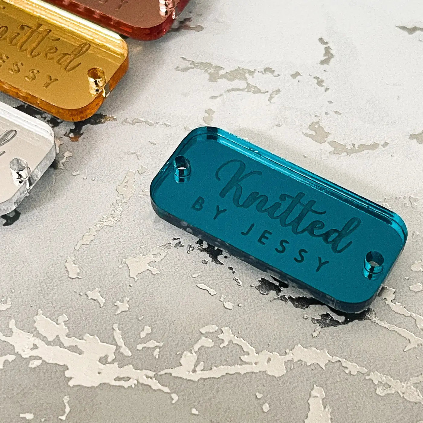 Custom logo labels - personalised product tags | engraved acrylic & mirror finish