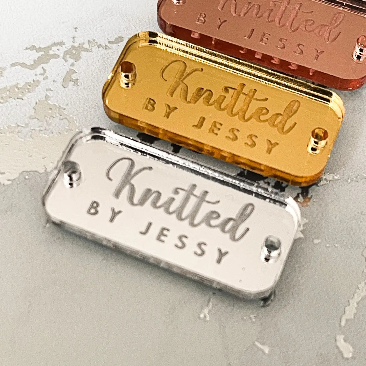 Custom logo labels - personalised product tags | engraved acrylic & mirror finish