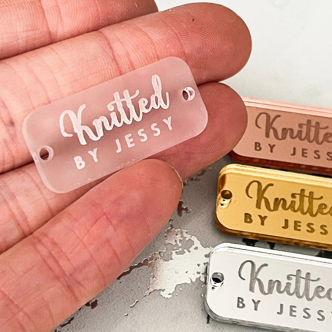 Custom logo labels - personalised product tags | engraved acrylic & mirror finish