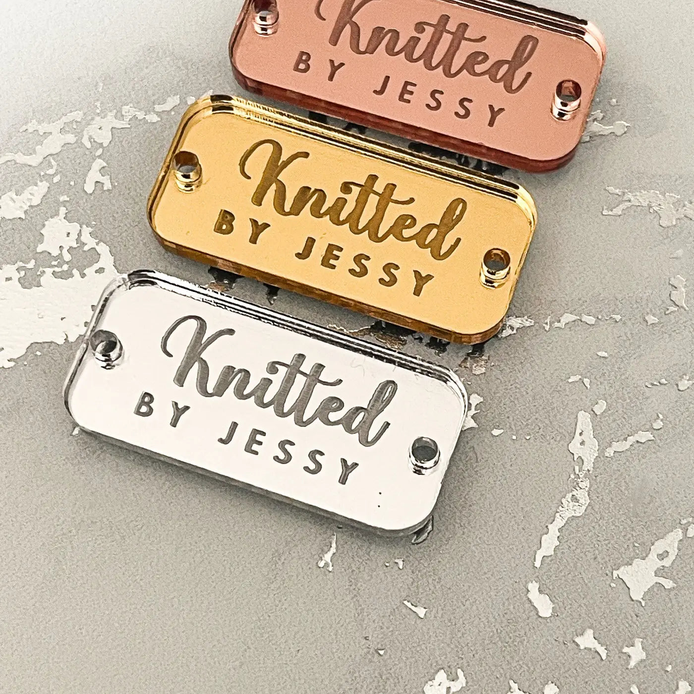 Custom logo labels - personalised product tags | engraved acrylic & mirror finish