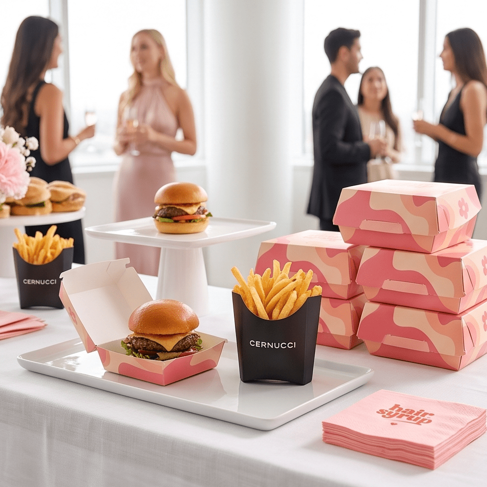 Custom Printed Burger Boxes for takeaway food presentation