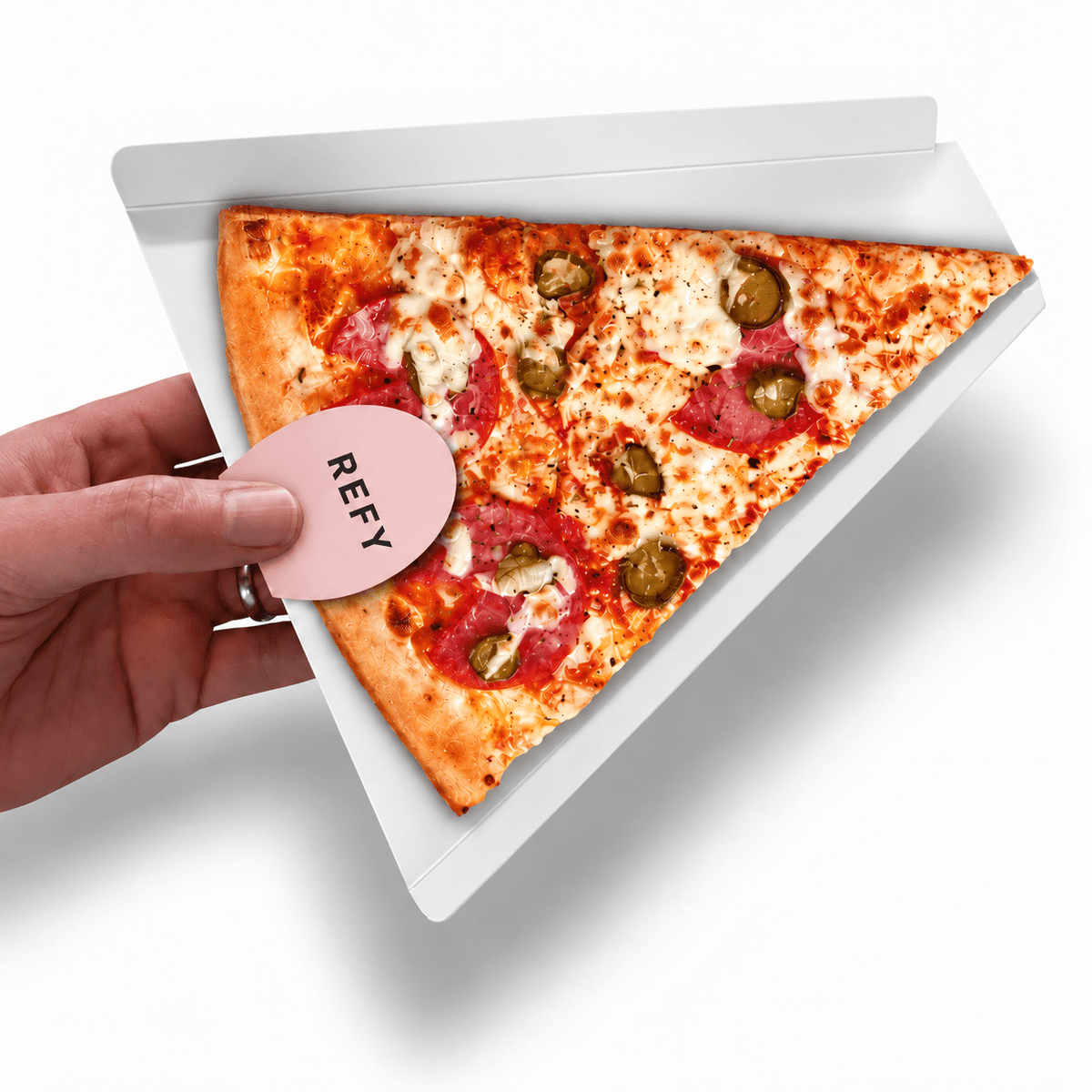 Custom Printed Pizza Slice Tray with Thumb Tab for takeaway food presentation