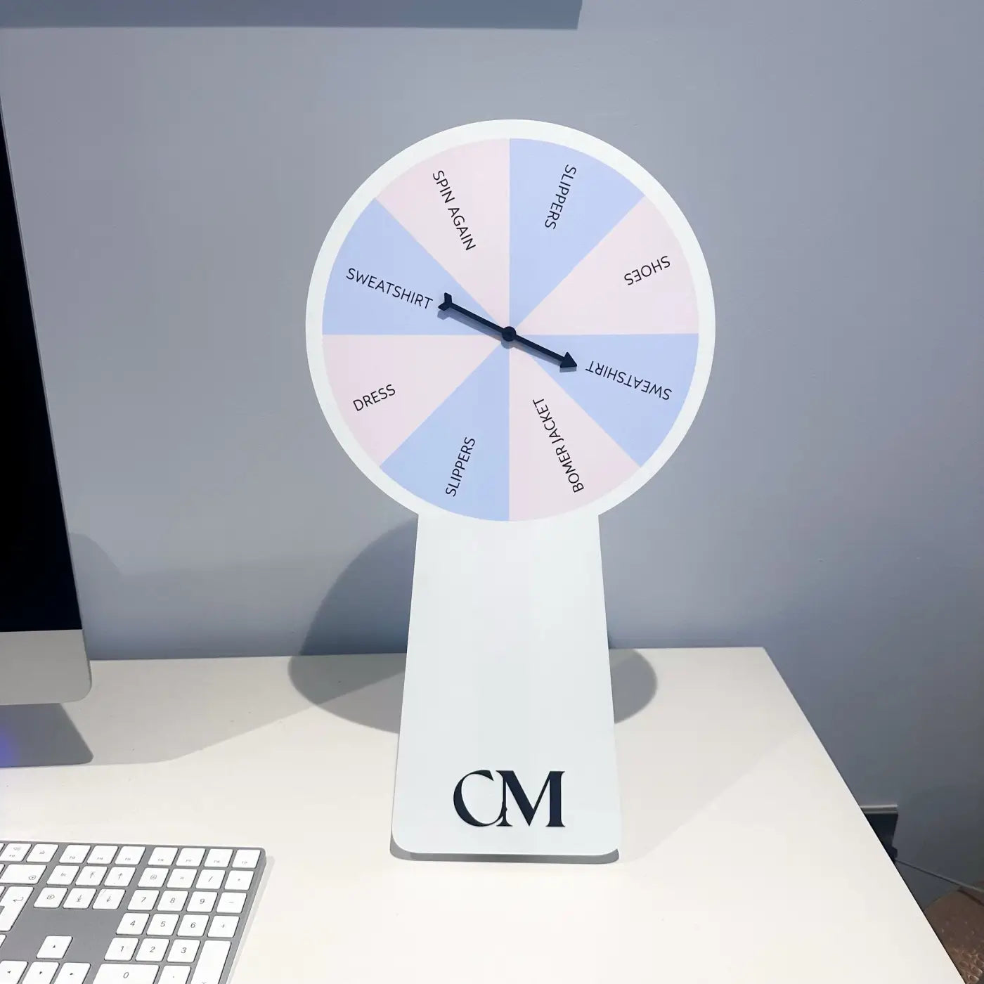 Custom spinning wheel – luxury acrylic desktop prize | personalised spin game uk