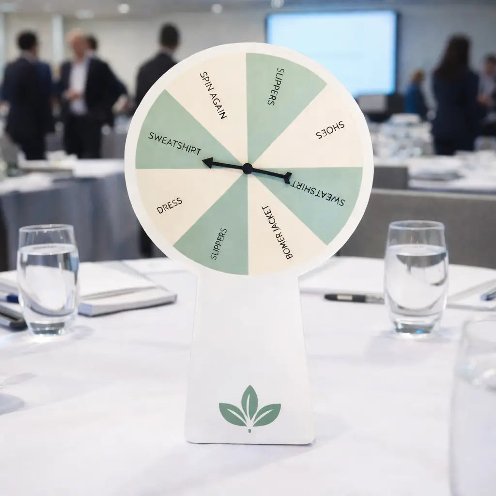 Custom spinning wheel – luxury acrylic desktop prize | personalised spin game uk