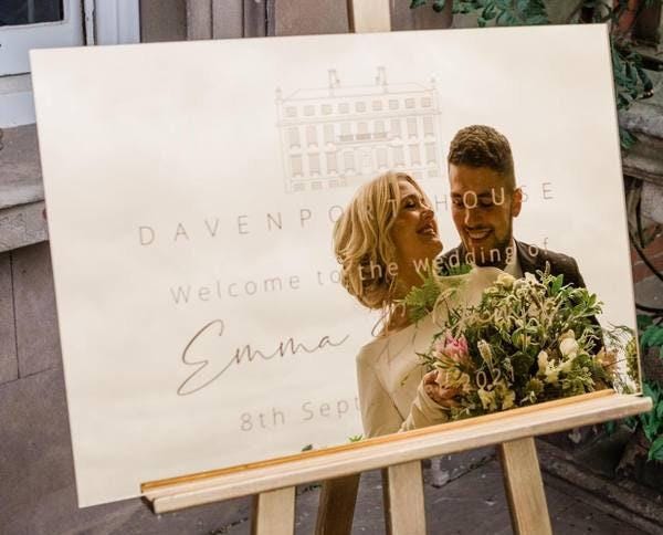 Personalised Mirror Engraved Wedding Welcome Sign