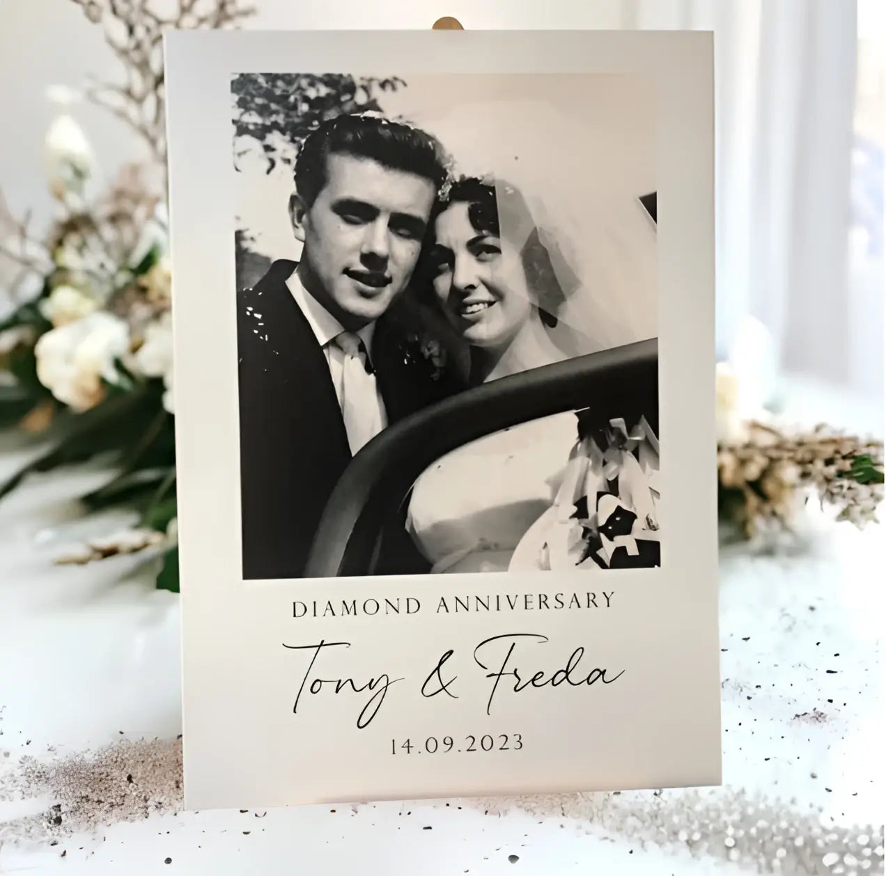Diamond anniversary sign – personalised event with luxury foamboard print