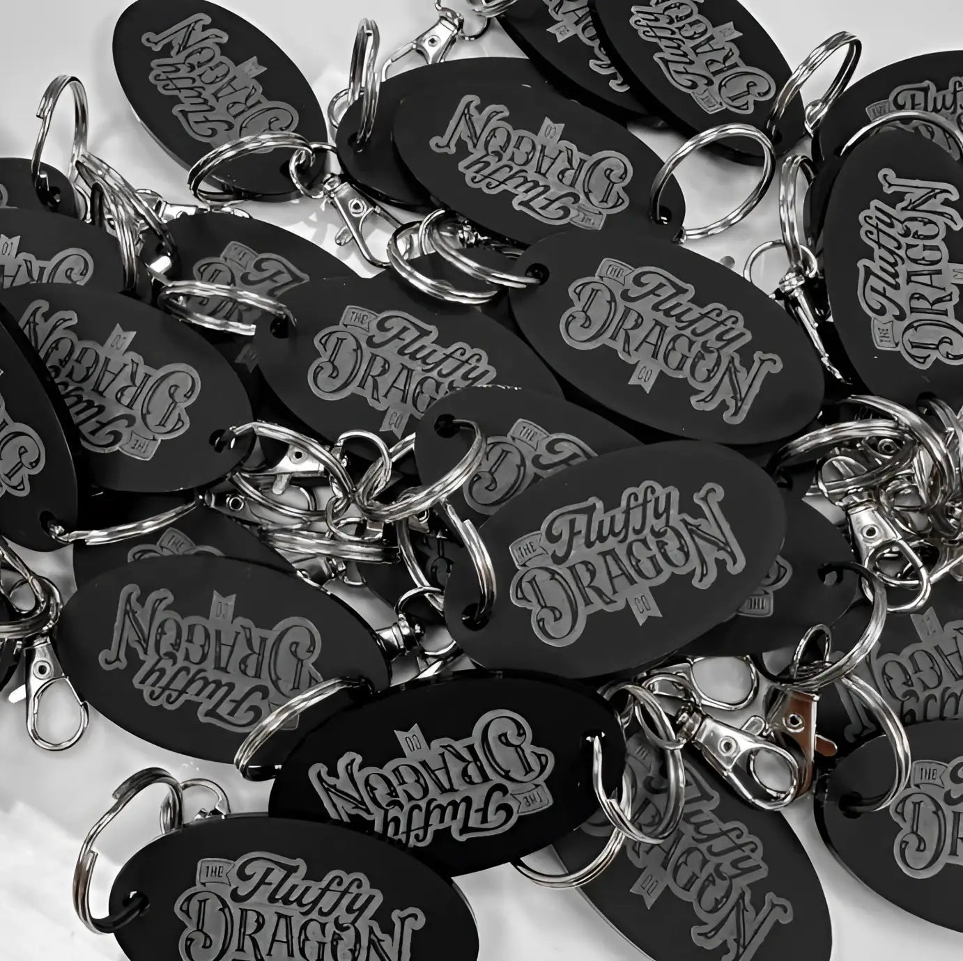 Engraved acrylic keyring – custom branded business keychains | uk made precision cut