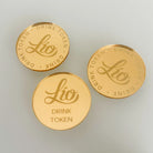 Engraved drinks tokens – custom logo mirror acrylic for business events