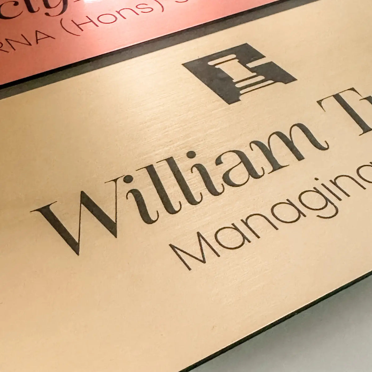 Engraved office door sign – luxury brushed mirror acrylic custom business nameplate
