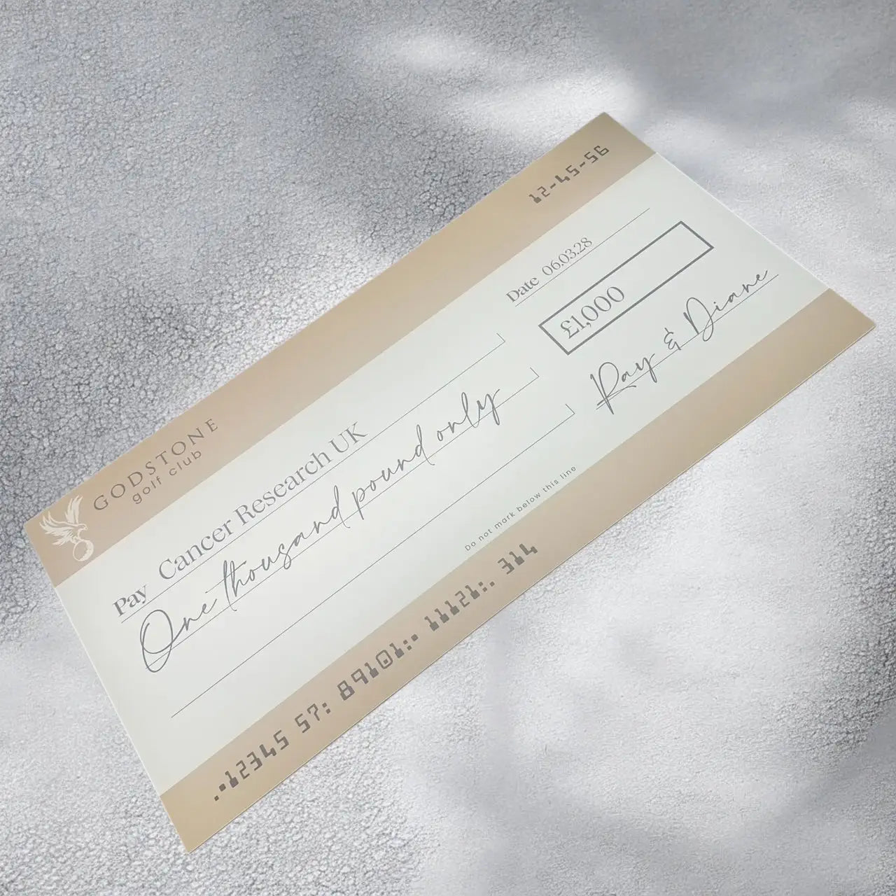 Foamboard donation cheque – custom printed large charity fundraising sign board