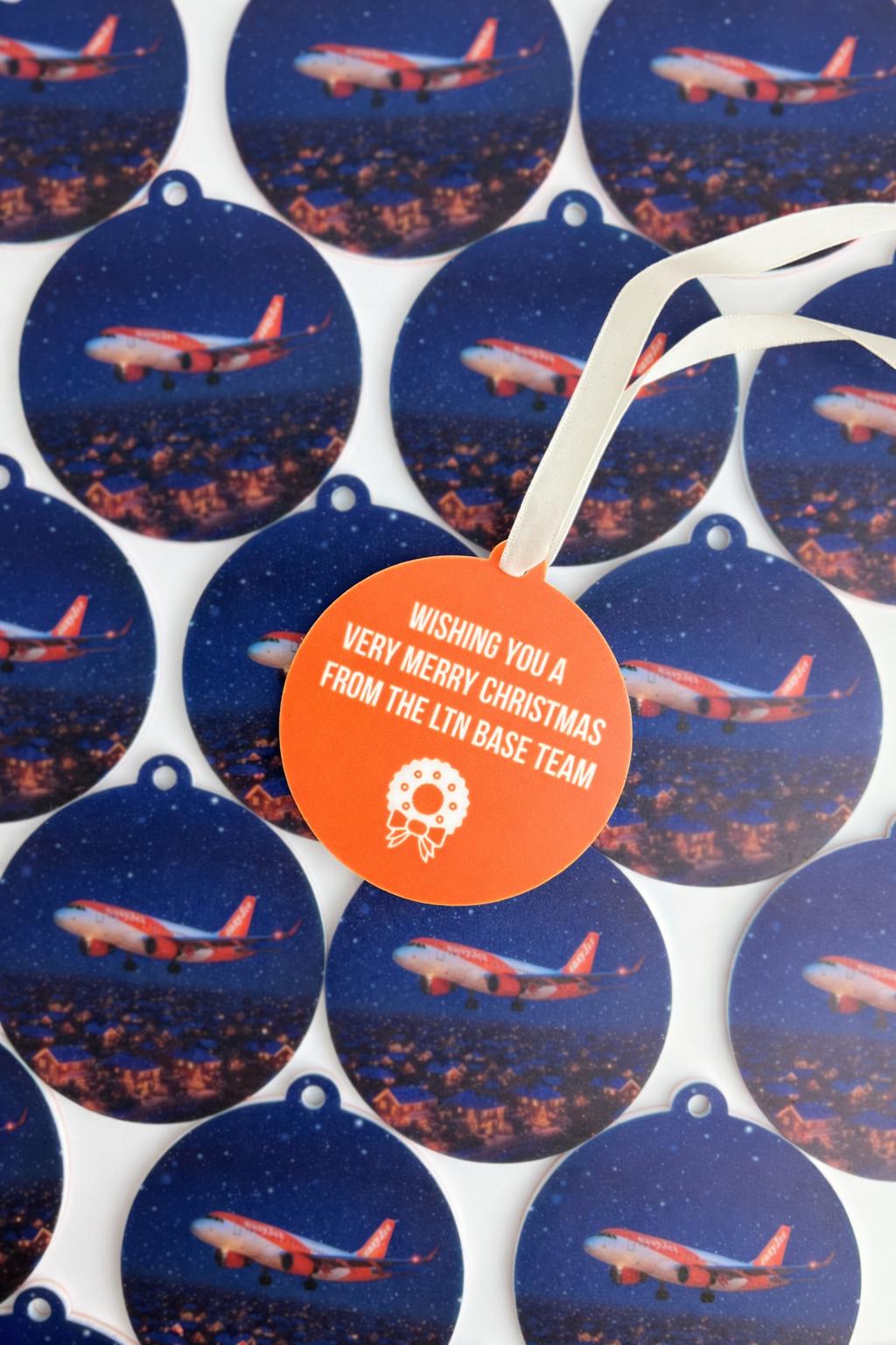 Full-Print Logo Christmas Baubles with custom personalisation for company Christmas displays