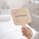 Handheld branded mirror | luxury acrylic makeup with custom text engraving