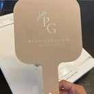 Handheld branded mirror | luxury acrylic makeup with custom text engraving