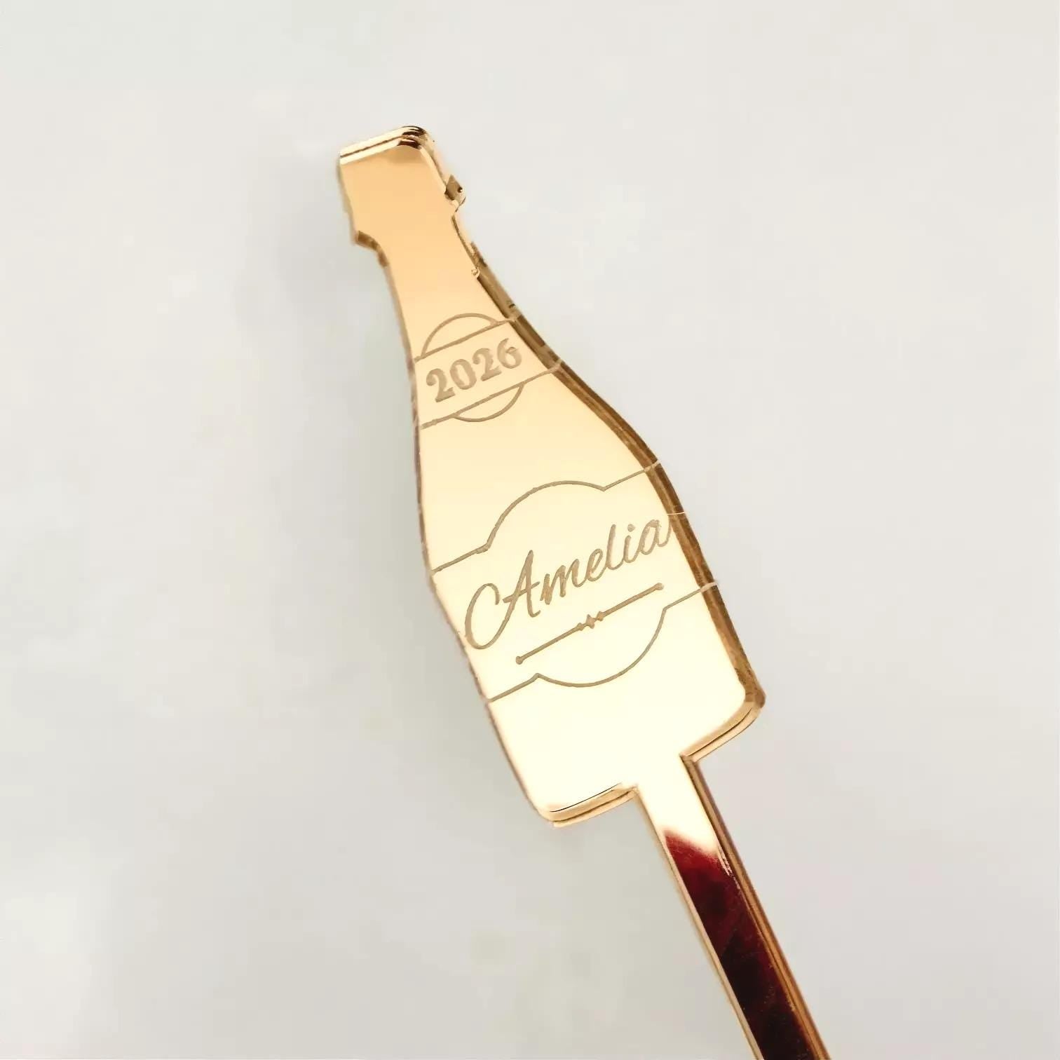 Champagne Bottle Drink Stirrer: Celebration Barware (Gold, Silver, Rose)