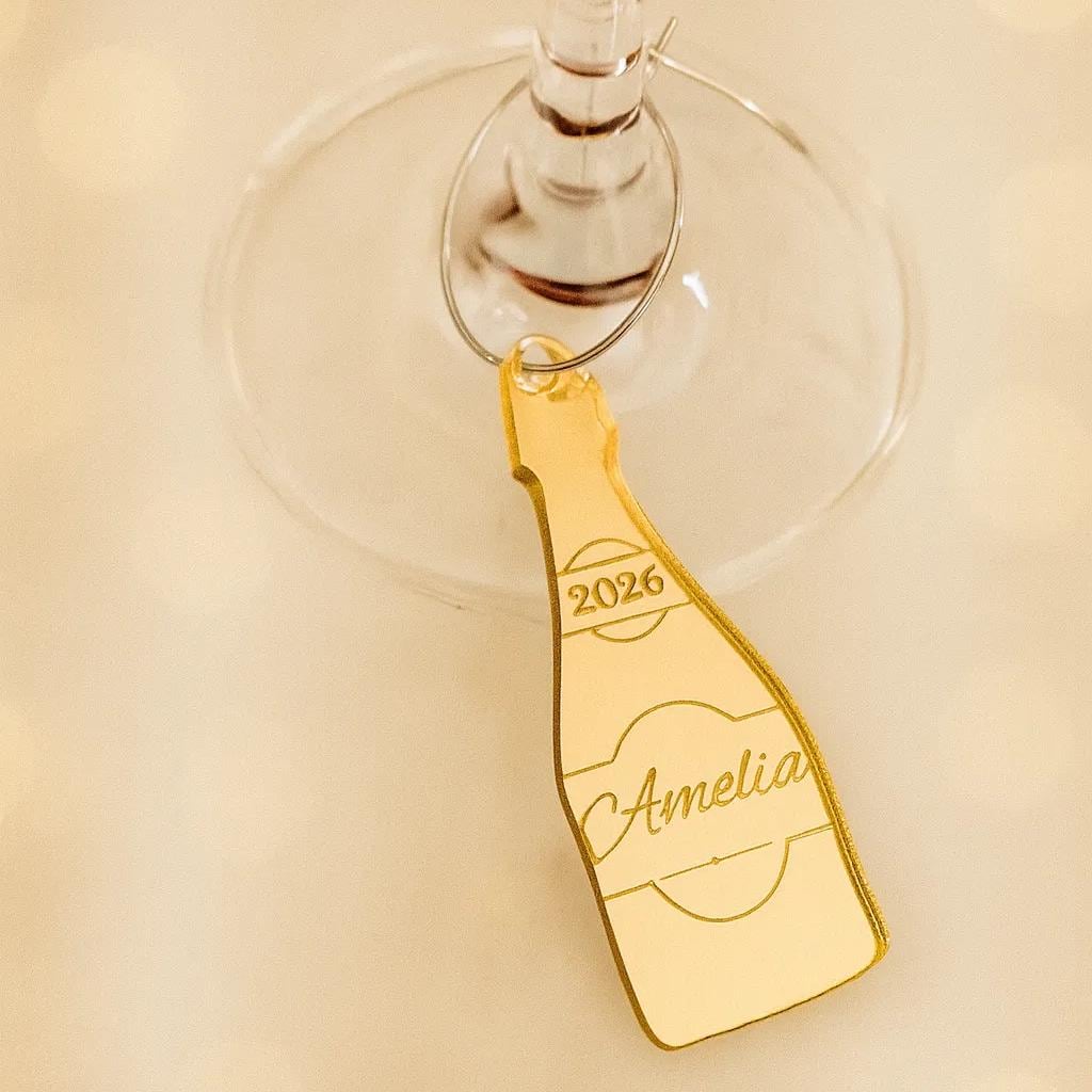 Personalised Wine Glass Charms - Mirror Acrylic Drink Markers