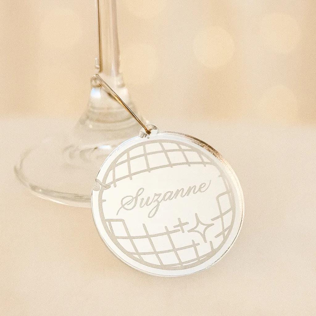 Disco Ball Drink Charm - Engraved Wine Glass Marker