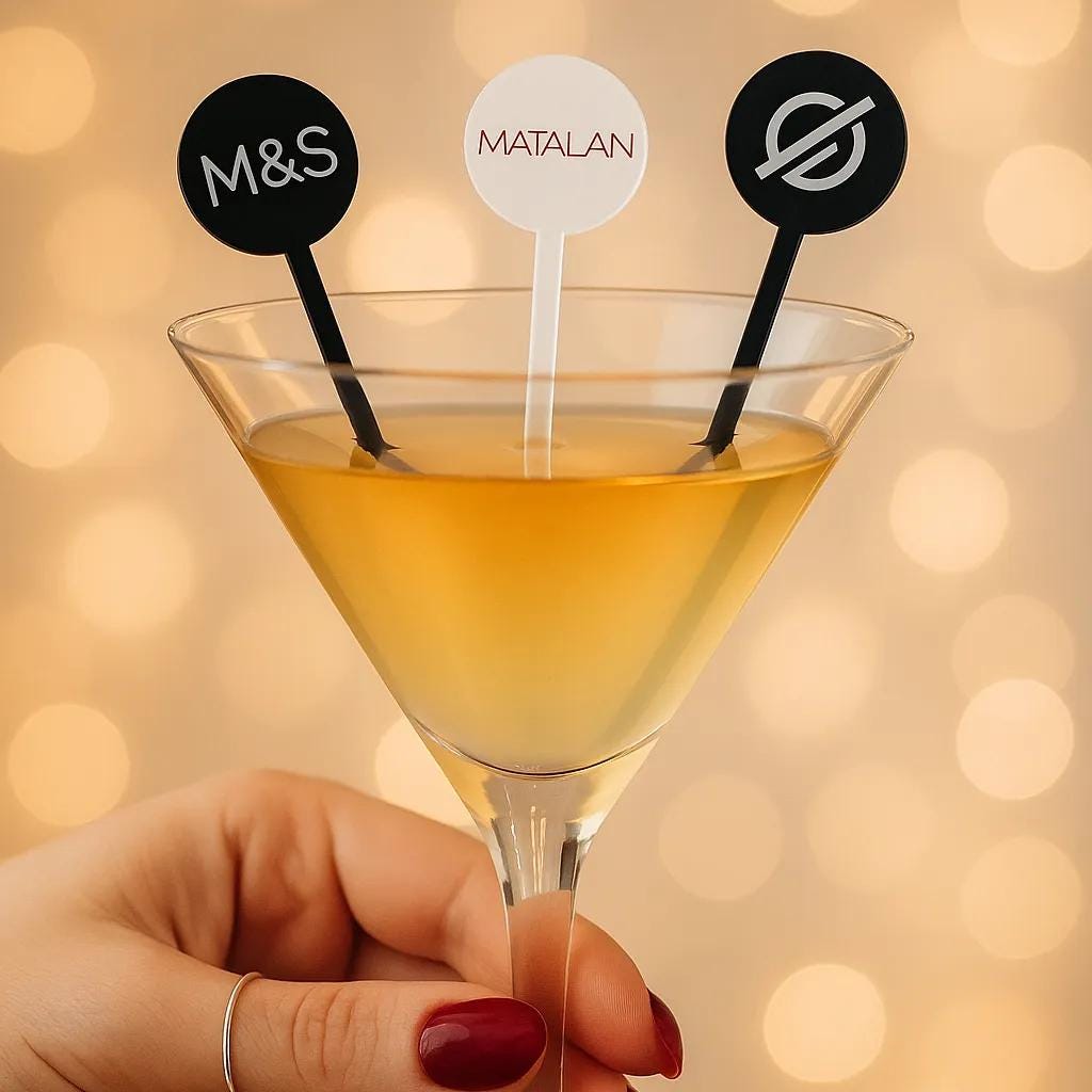 Barware Drink Stirrer, Small Whisky & Martini Glass (Short Acrylic)