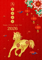 Year of the Horse Poster - Chinese Lunar New Year 2026 Decor