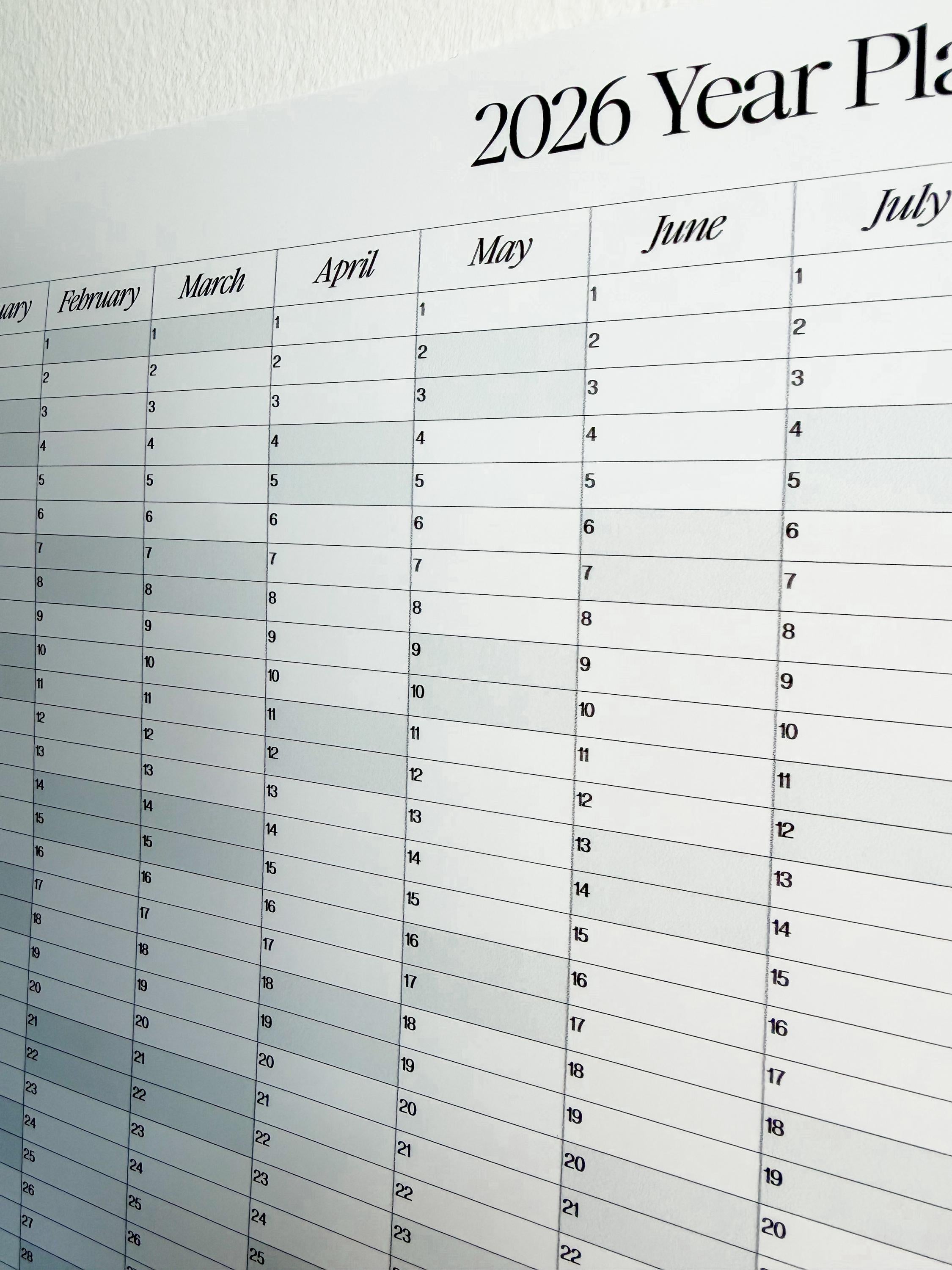 Eco Friendly Wall Planner: 2026 Year at a Glance, Large Size