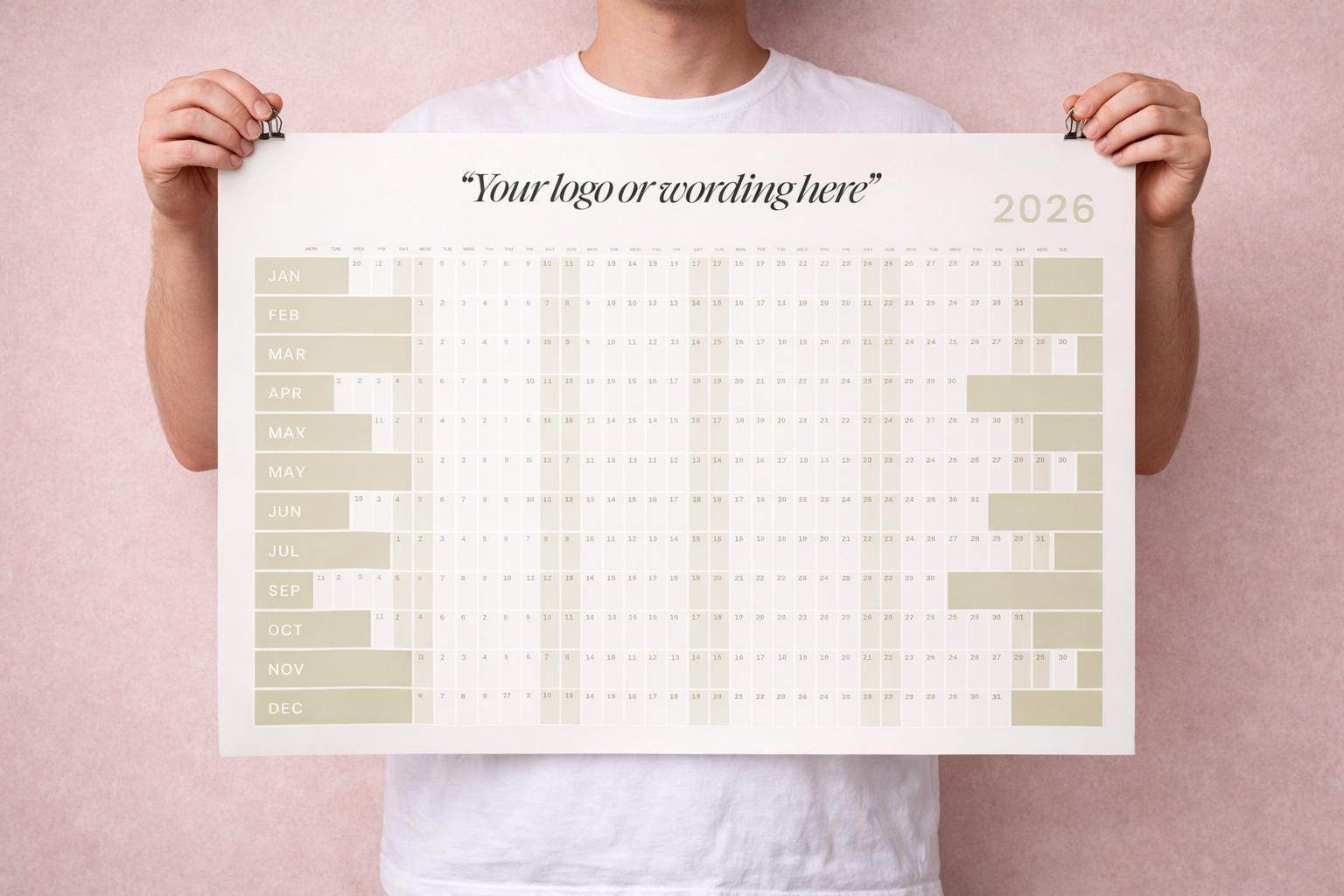 2026 Wall Planner: Large Sustainable Design with any wording