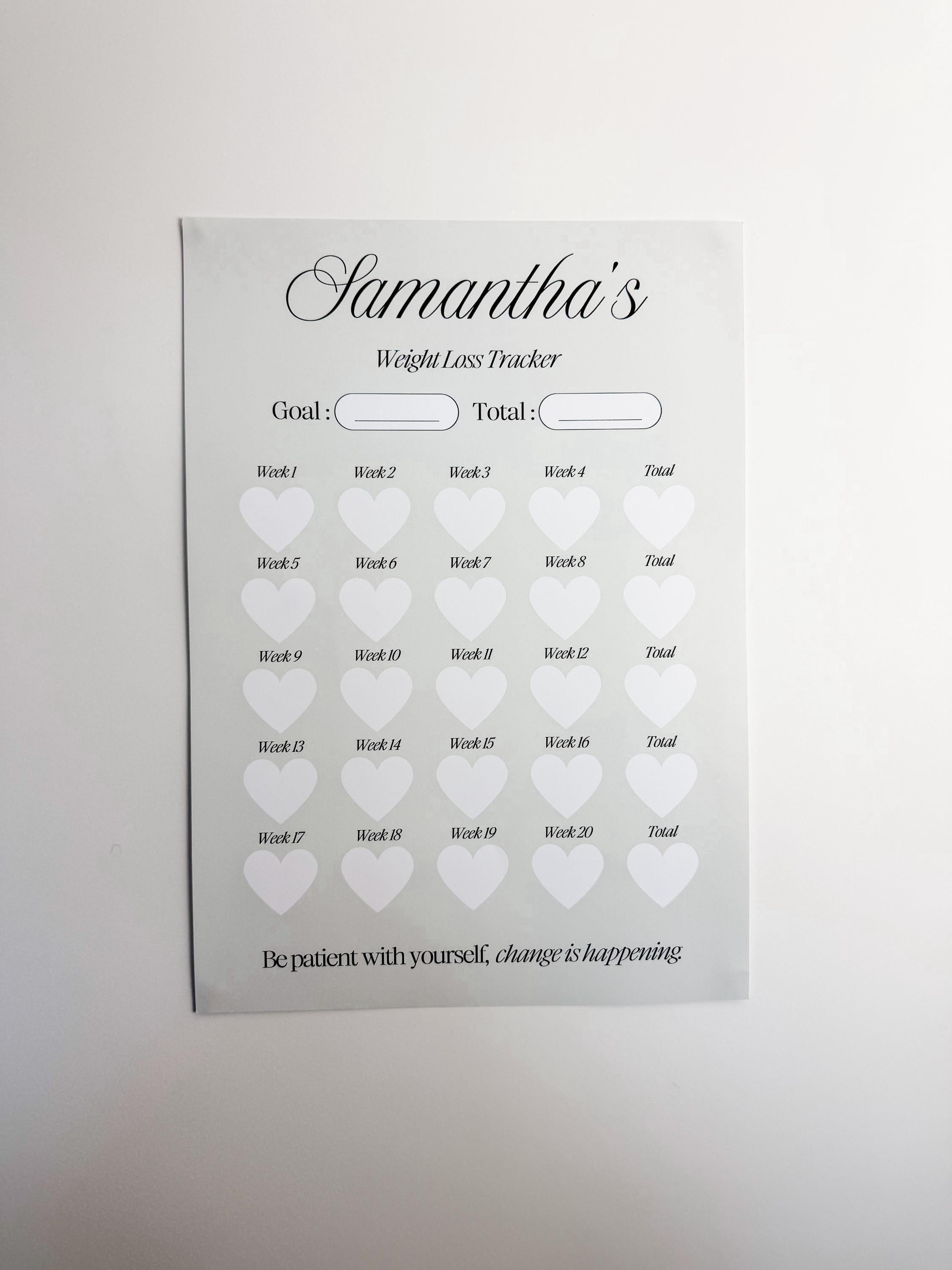 Weight Loss Tracker: 20 Weeks Slimming Chart - A4 & A3 Print