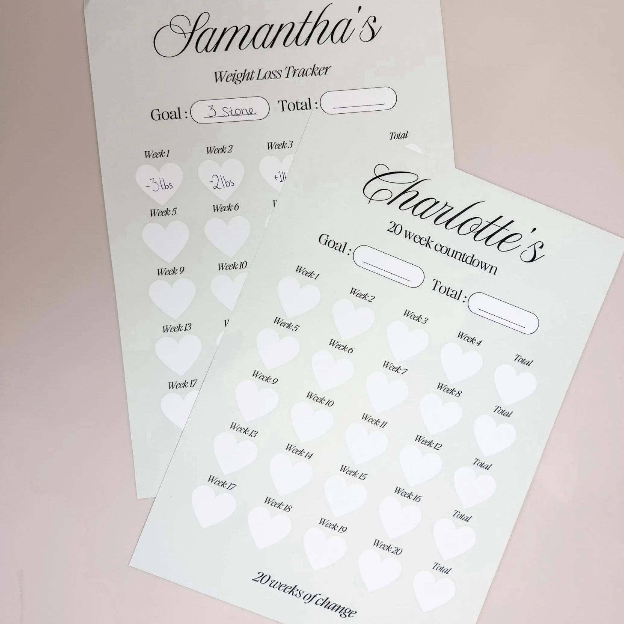 Weight Loss Tracker: 20 Weeks Slimming Chart - A4 & A3 Print