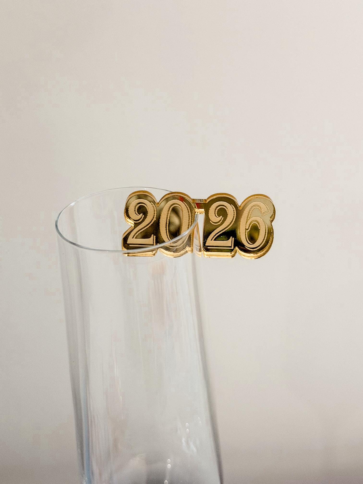 New Year Drink Charms 2026 - Acrylic Wine Markers