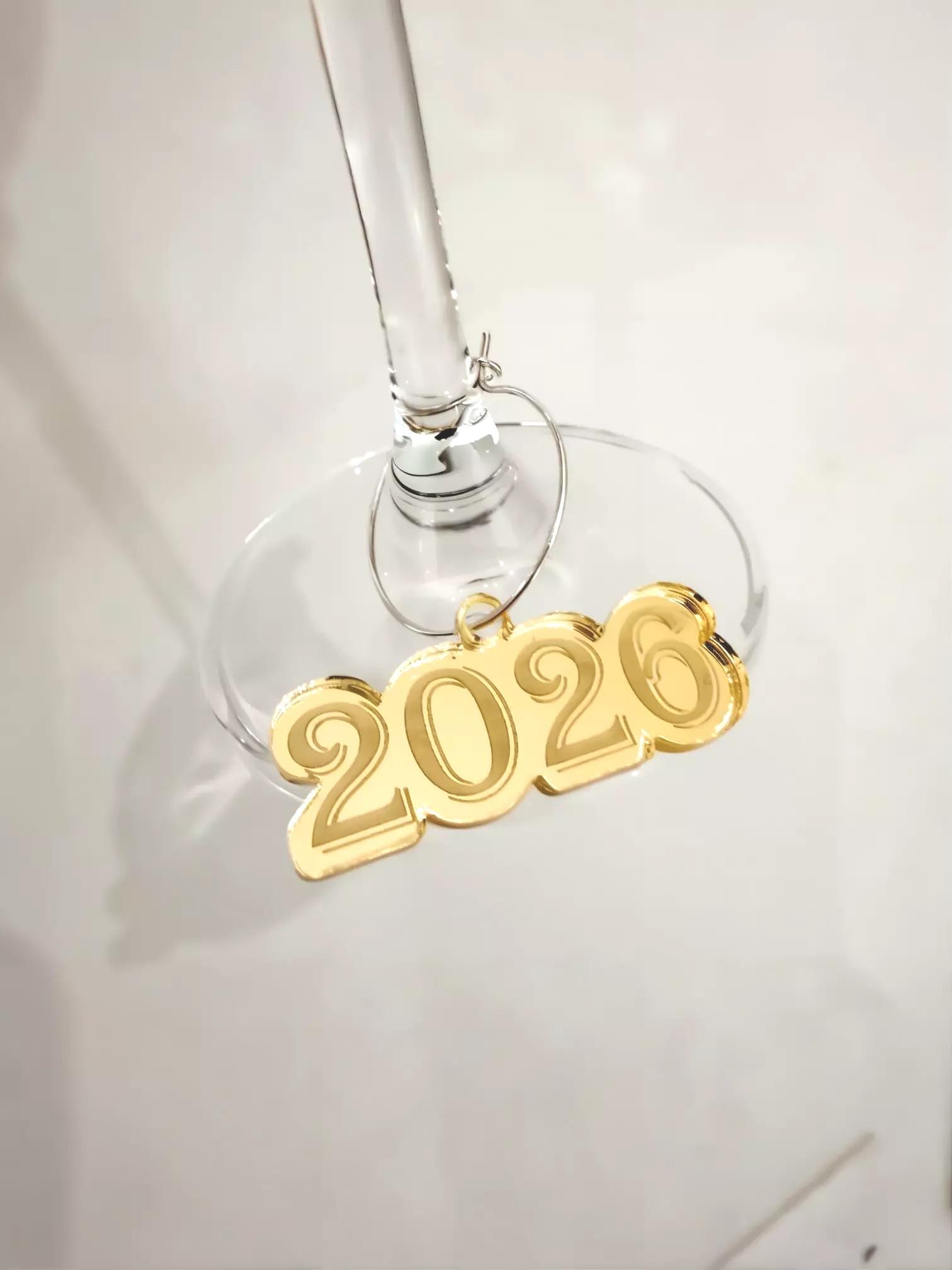 New Year Drink Charms 2026 - Acrylic Wine Markers - Party Decor