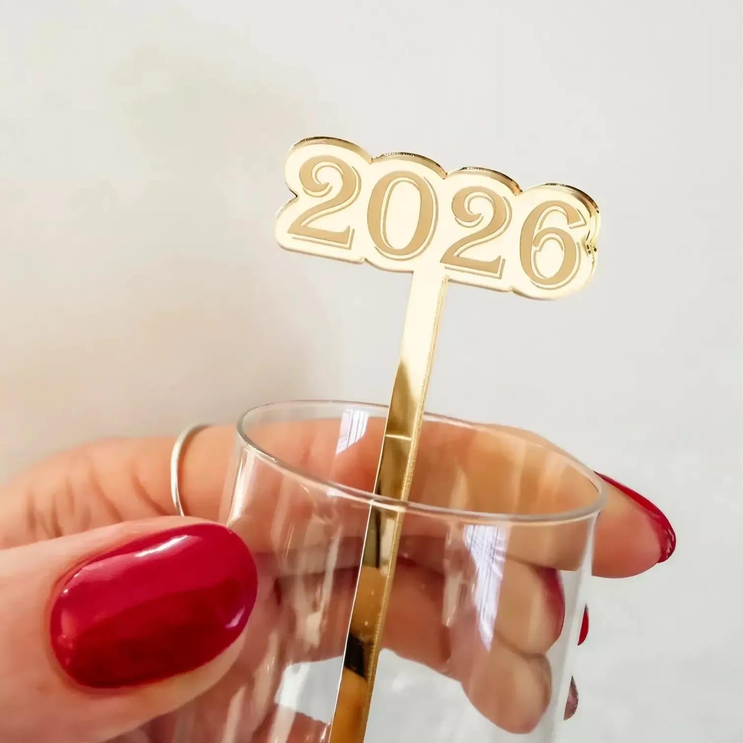 2026 Drinks Stirrer: Mirror Gold, Silver, or Rose Gold