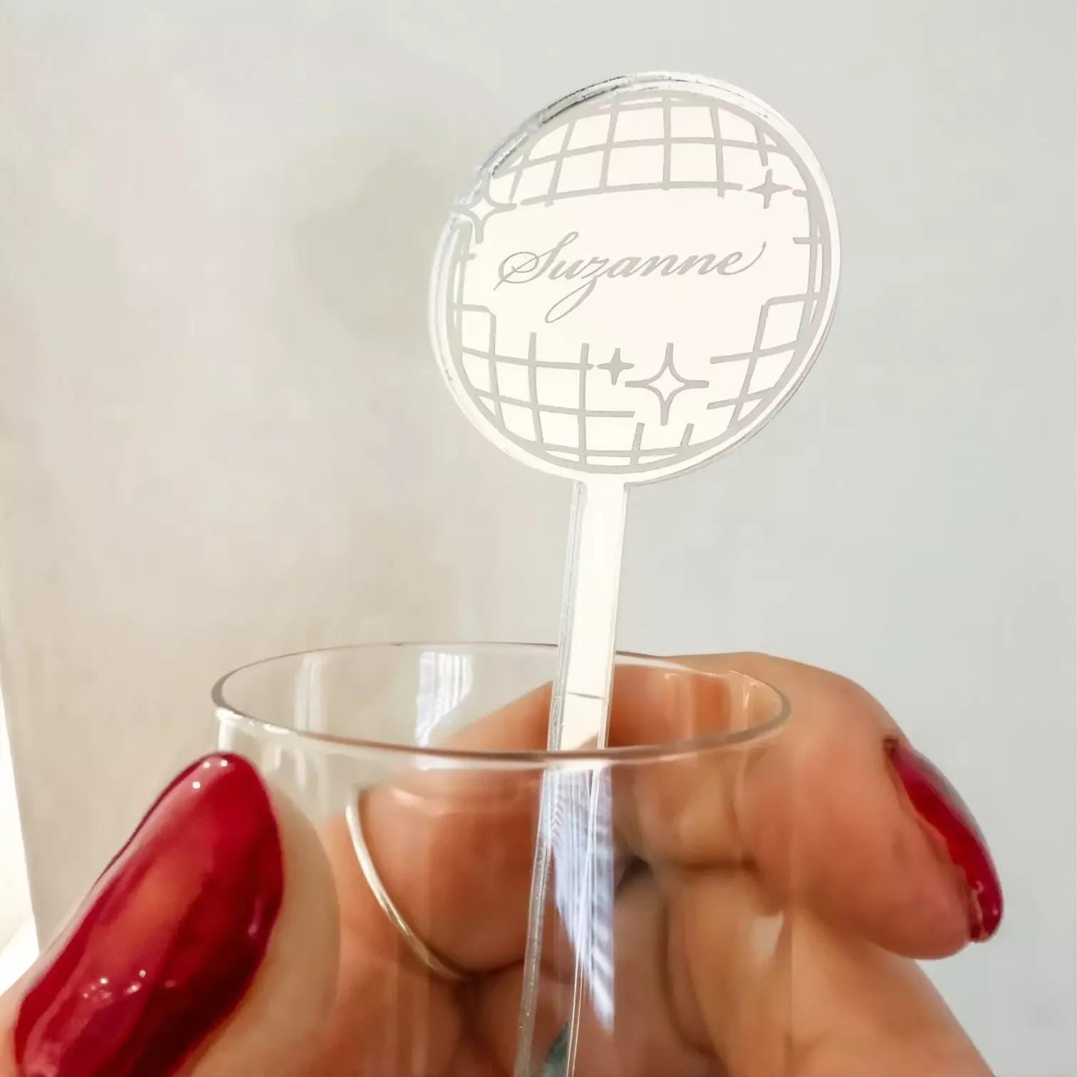 Drink Stirrer: Disco Ball Design - Mirror Finish Options